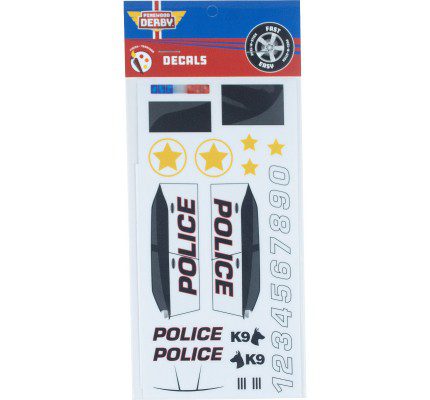 Pinewood Derby Pre Cut Police Car Decals - BSA CAC Scout Shop